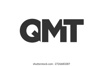 Modelo de design de logotipo QMT com texto em negrito forte e moderno. Logotipo vetorial inicial com tipografia simples e mínima. Identidade de empresa moderna ideal para a presença de marca de empresas.