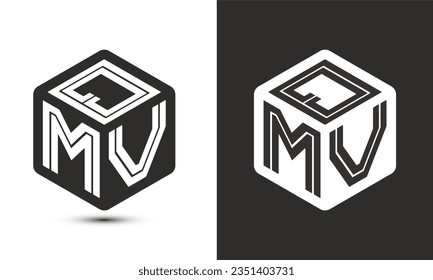 QMV letter logo design with illustrator cube logo, vector logo modern alphabet font overlap style. Premium Business logo icon. White color on black background