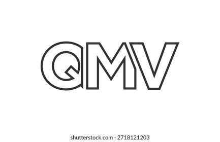 Plantilla del diseño del logotipo de QMV con el texto fuerte y moderno en negrita. Logotipo de Vector inicial basado en tipografía simple y mínima. Identidad de empresa de moda ideal para la presencia de la marca de las empresas.