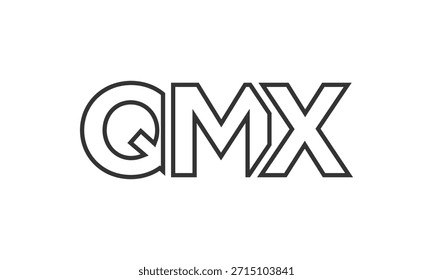 QMX logo design template with strong and modern bold text. Initial based vector logotype featuring simple and minimal typography. Trendy company identity ideal for businesses brand presence.