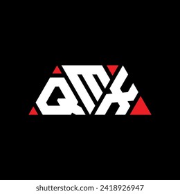 Diseño del logotipo de la letra del triángulo QMX con forma de triángulo. Monograma de diseño del logotipo del triángulo QMX. Plantilla de logotipo del vector del triángulo QMX con color rojo. Logo triangular QMX Diseño sencillo, elegante y lujoso.