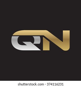 QN company linked letter logo golden silver black background