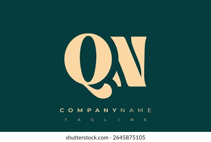 QN Creative Abstract Typography Logo Design. Elegant logo combining bold typography and creative shapes, ideal for branding and identity solutions.