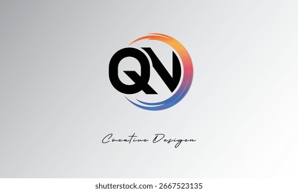 QN Creative Letter Logo with Gradient Circle Swirl