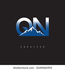 QN Creative Mountain Logo Bold Gradiente Letra Marca Diseño para Negocios Marcas al aire libre