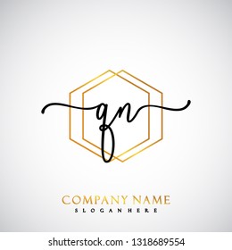 QN Initial Handwriting logo template vector