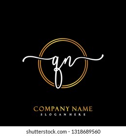 QN Initial Handwriting logo template vector