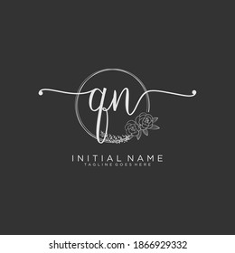 QN Initial handwriting logo vector