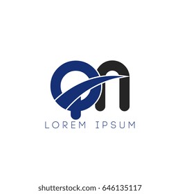 qn initial letter uppercase logo blue and black