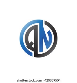 QN initial letters looping linked circle logo blue black