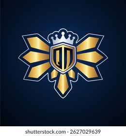 QN initial letters monogram logo for gaming with shield and eagle wing