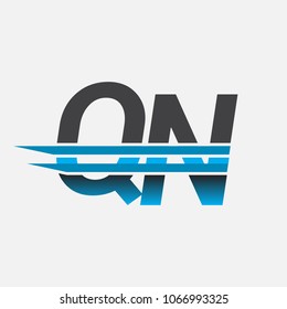 QN initial logo company name colored black and blue, Simple and Modern Logo Design.