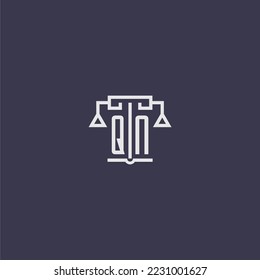QN initial monogram for lawfirm logo with scales vector image