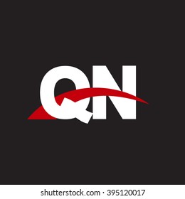 QN initial overlapping swoosh letter logo white red black background