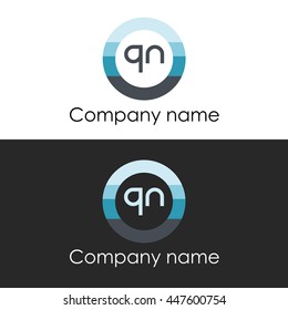 QN letter circle shape icon logo white blue