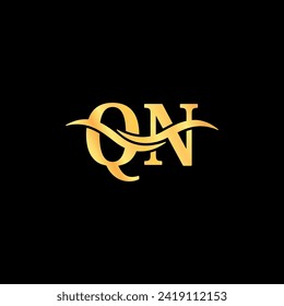 Q.N letter initial luxury Logo Monogram Elegant design typography vector of business name branding identity Logotype