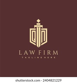QN letter monogram for law firm with sword and shield logo image