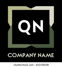 QN letters business logo creative  icon design template elements in abstract background logo, design identity in square with four colors, modern alphabet letters