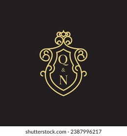 QN line vintage initial logo in high quality professional design that will print well across any print media