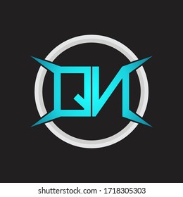 QN Logo monogram with circle and four taper shape design template