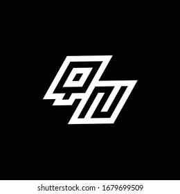 Monograma del logotipo QN con una plantilla de diseño de espacio negativo de estilo inferior aislada en fondo negro