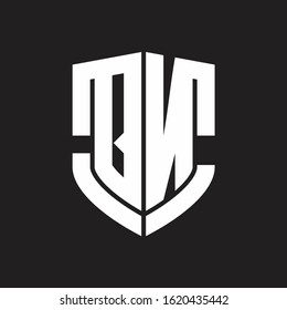 QN Logo monogram with emblem shield shape design isolated on black background