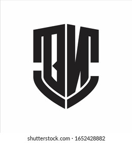 QN Logo monogram with emblem shield shape design isolated on white background