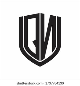 QN Logo-Monogramm mit Emblem-Schild-Design isoliert auf weißem Hintergrund