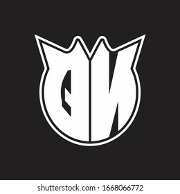 QN Logo monogram with horn shape style design isolated on black background