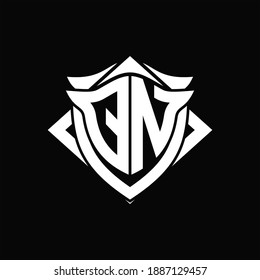 QN Logo monogram with shield and horn shape design template ON black background