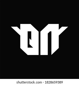 QN Logo monogram with single wings design template on black background