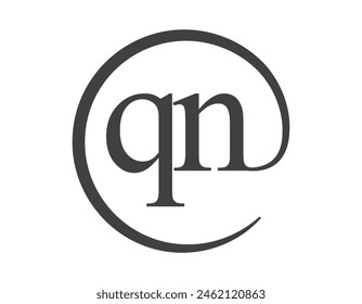 QN logo from two letter with circle shape email sign style. Q and N round logotype of business company for brand identity.
