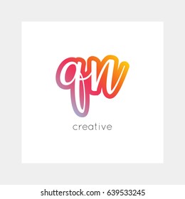 QN logo, vector. Useful as branding, app icon, alphabet combination, clip-art.