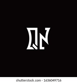 QN monogram logo with curved side style design template