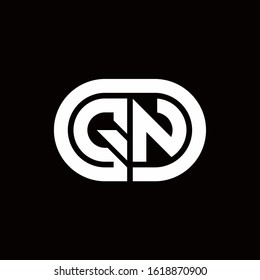 QN monogram logo with an oval style on a black background