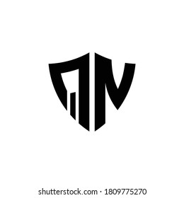 QN monogram logo with shield shape design template isolated on white background