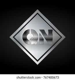 QN Monogram, Silver Logo, Metal Logo, Luxury, Elegant, Abstract, square