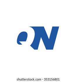 QN negative space letter logo blue