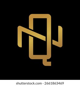 Logotipos de monogramas QN o NQ superpuestos.