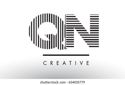 QN Q N Black and White Letter Logo Design with Vertical and Horizontal Lines.