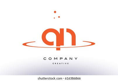 QN Q N creative orange swoosh dots alphabet company letter logo design vector icon template