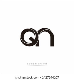 qn q n Initial Letter Split Lowercase Modern Monogram linked outline rounded logo