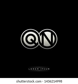 QN Q N initial letter linked circle capital monogram logo modern template silver color edition