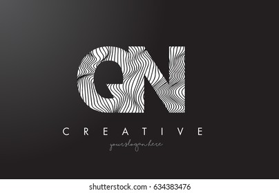 QN Q N Letter Logo with Zebra Lines Texture Design Vector Illustration.