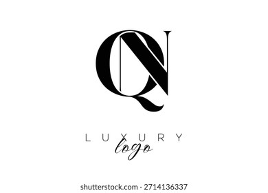 Logotipo de la tipografía del monograma de la letra de QN Serif para la identidad elegante de la marca de Premium