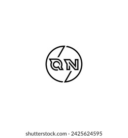 QN simple outline concept logo and circle of initial design black and white background