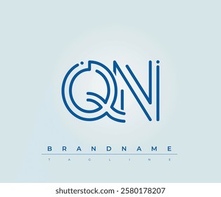 QN Technology Letter Logo Template. This tech letter logo is a graphic mark that uses letters to represent a technology company.