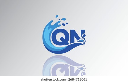 QN Wave Monogram Logo – Creative Splash Letter mark with Water Flow and Motion Effect for Fresh, Dynamic Branding and Aqua-Themed Identity Design	
