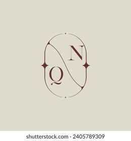 Clásico de boda QN en un elegante monograma con un diseño profesional de alta calidad que se imprimirá bien