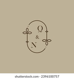 Logotipo inicial de la boda QN en un diseño profesional de alta calidad que se imprimirá en cualquier medio impreso
